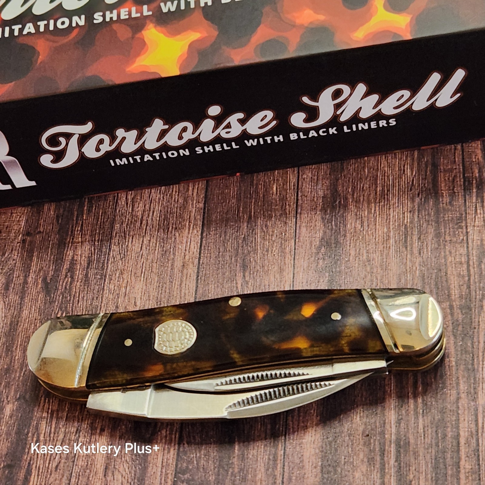 Rough Rider RR2440 Seahorse Whittler Folding Pocket Knife Tortoise Shell Series