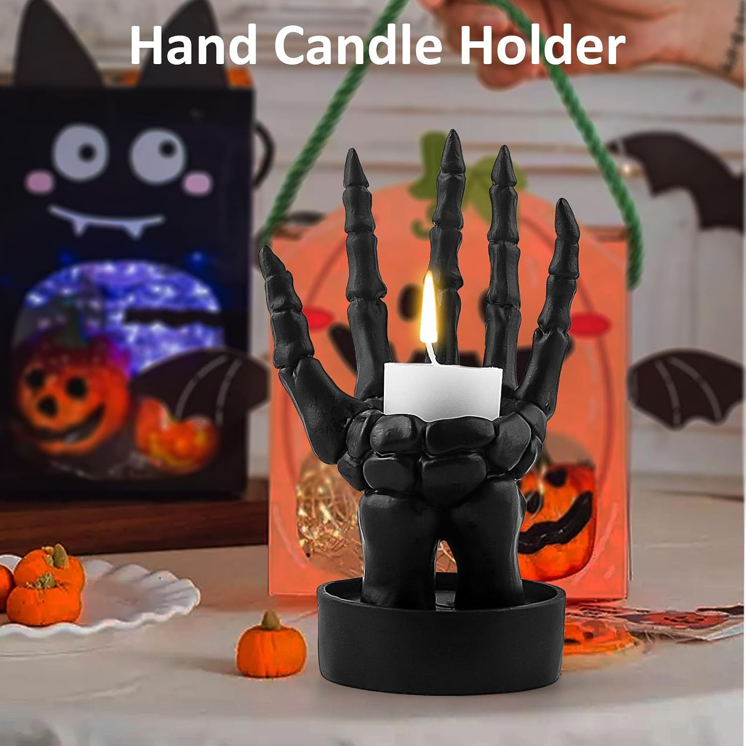 Skeleton Hand Gothic Gaming Desk Accessories Resin Jewelry and Tealight Candle S