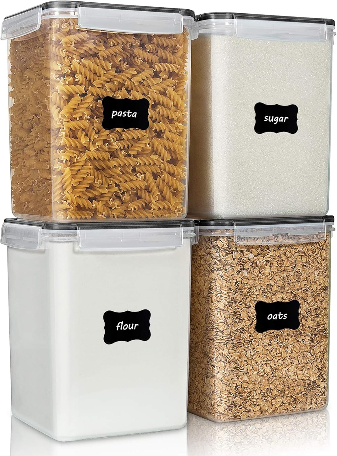 Vtopmart 4 PCS Food Storage Containers 5.2L Airtight with Lids Black