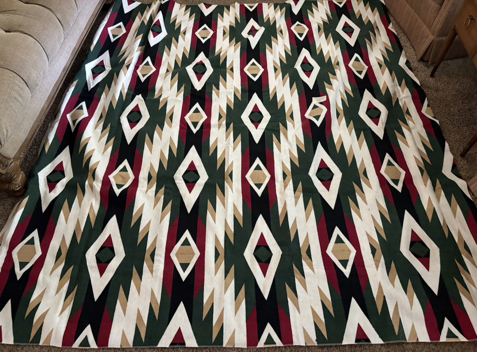 Vintage Blanket Southwestern Dakota Full to Queen Size 80×90” Nylon Polyester