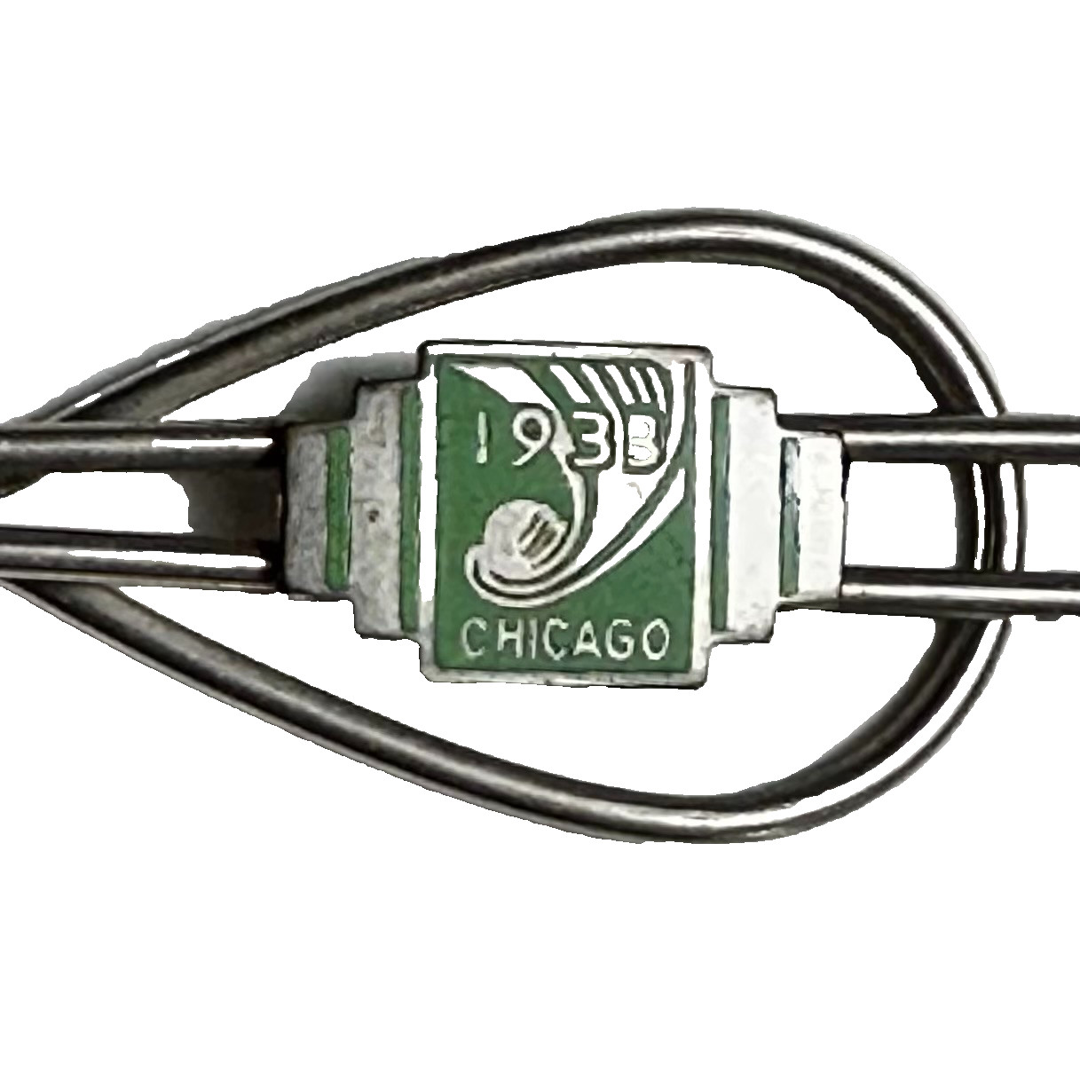 1933 Chicago World’s Fair Tie Bar Green Art Deco