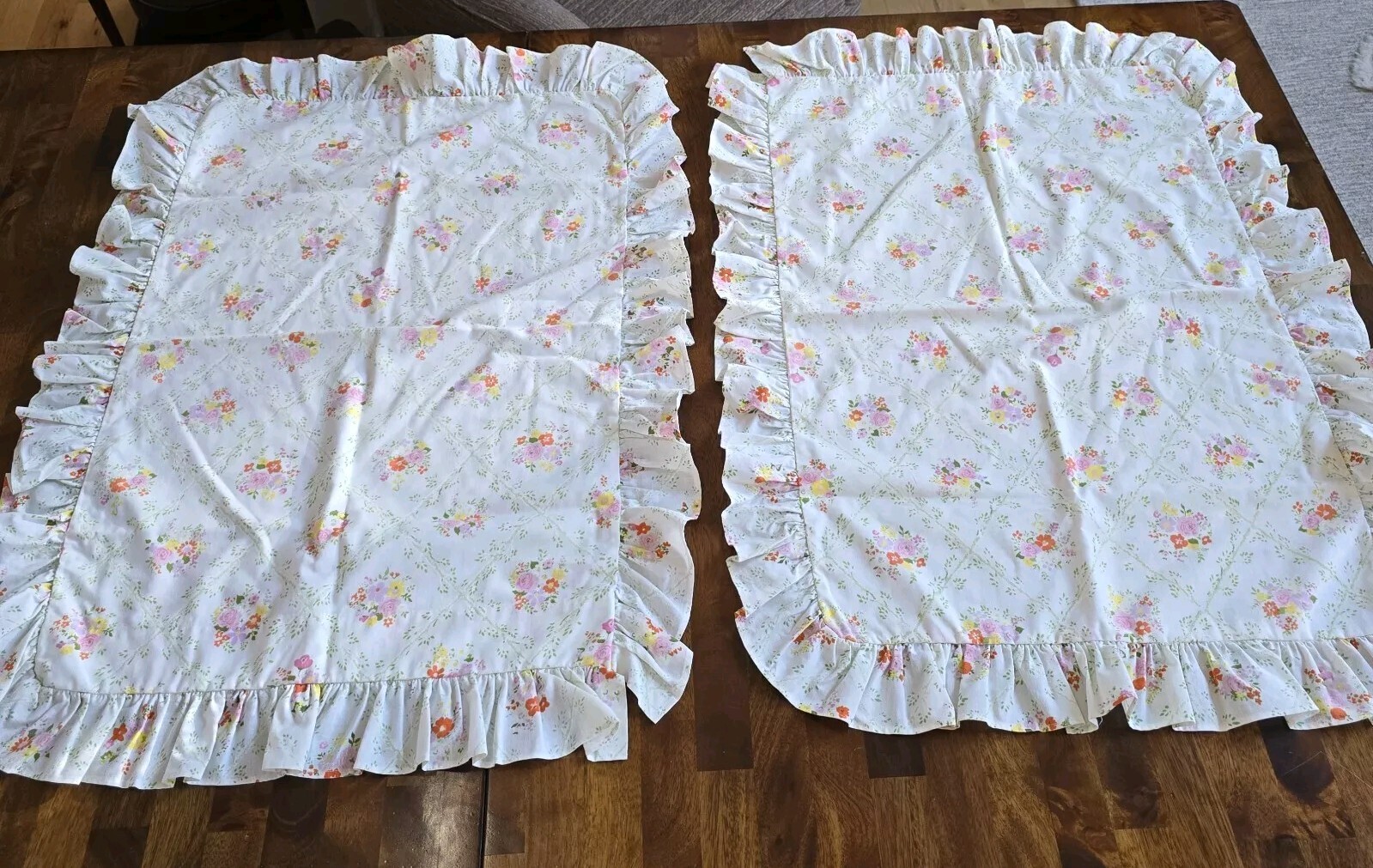 cannon monticello Pillow Case Shams Vtg Linen Flowers Boho Hippie Standard Size