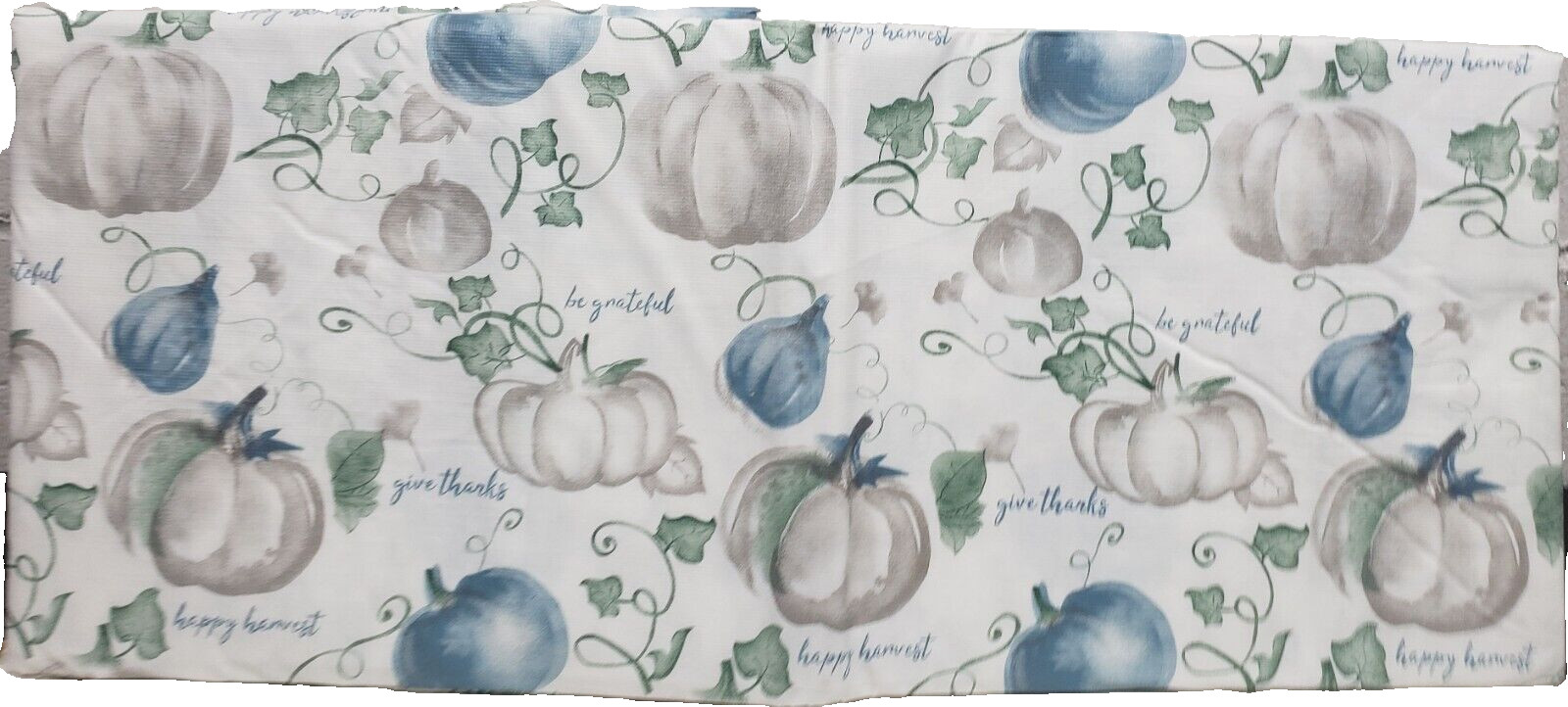 Peva Vinyl Tablecloth, 52″x52″ Square, FALL, WHITE & BLUE PUMPKINS, Harvest Home