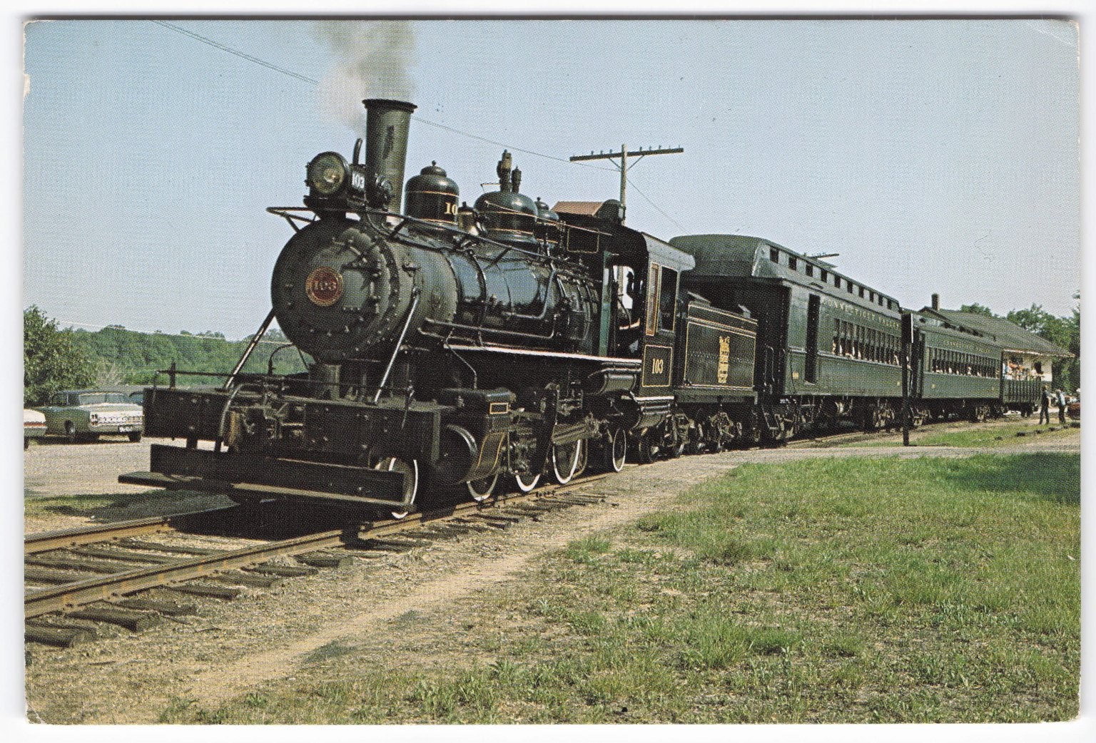 Essex CT Valley Railroad Steam Train #103 Connecticut River Postcard E.20