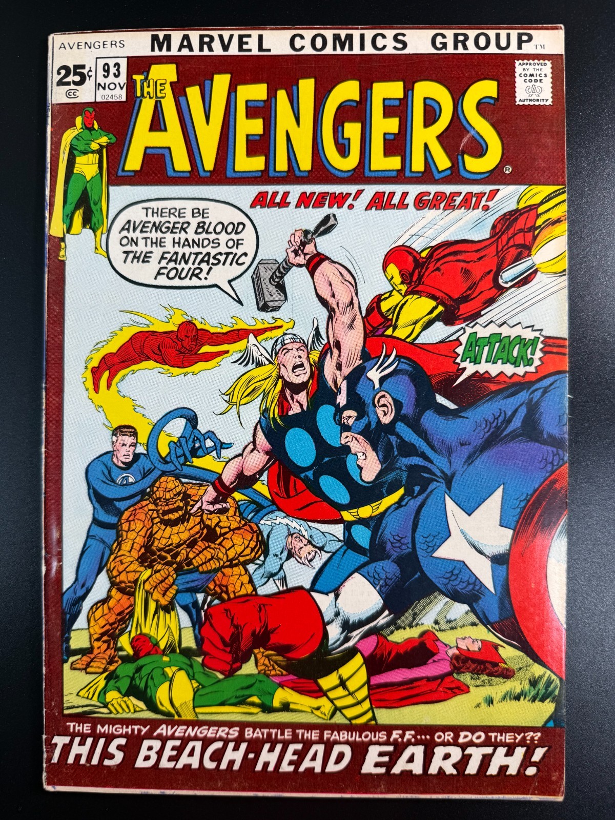 The Avengers #93 Marvel 1971 Neal Adams Art 4.0-4.5