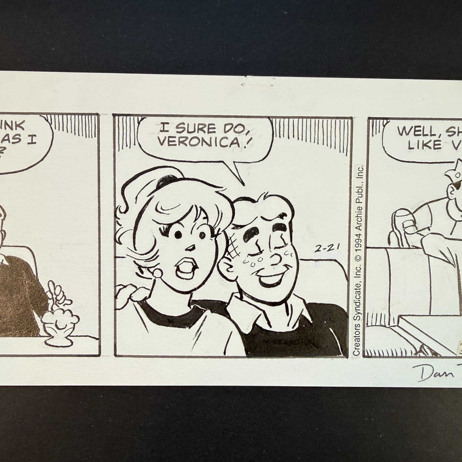 Betty Archie Original Comic Art Signed Dan DeCarlo Jughead Daily Strip 1994