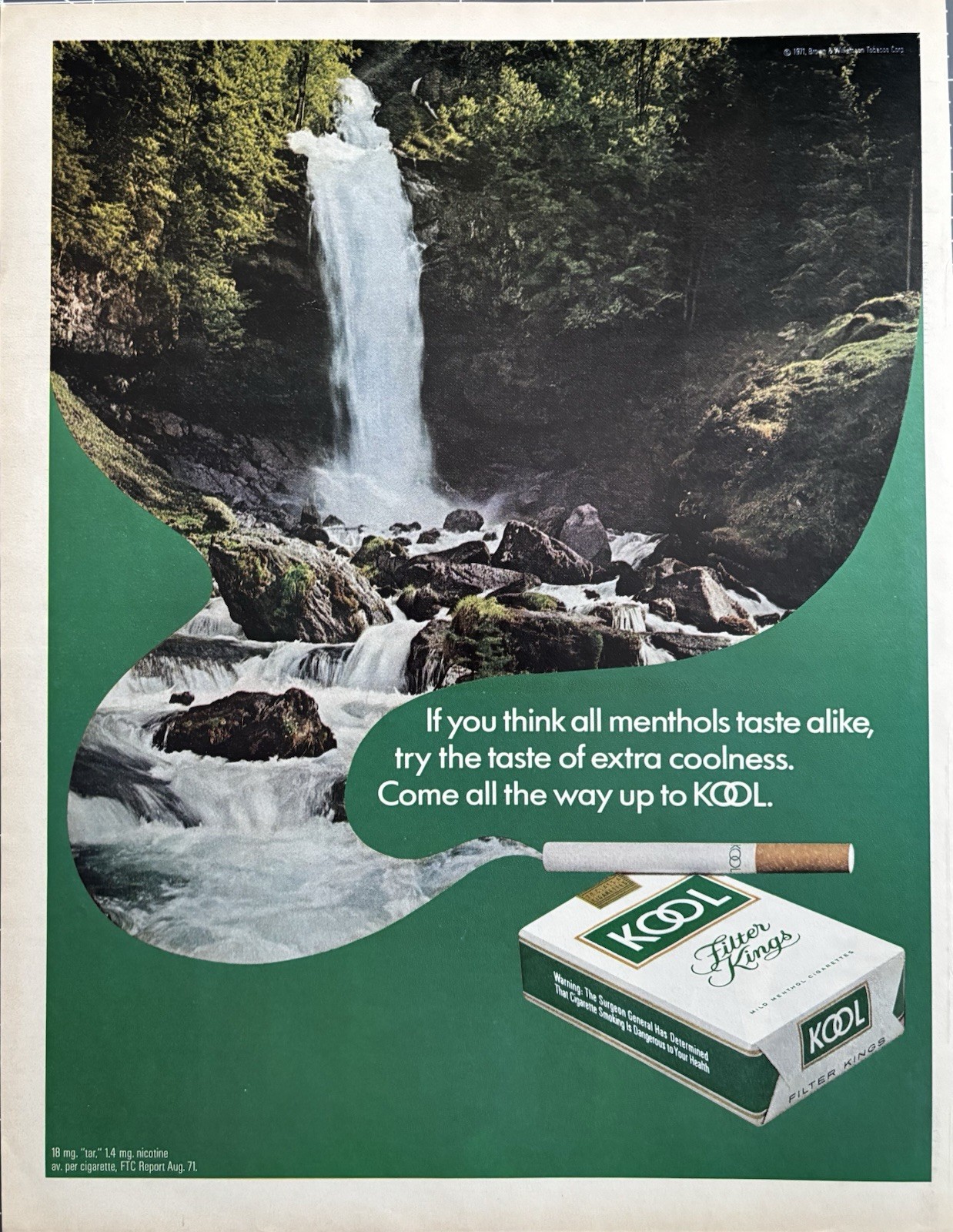 1971 Kool Cigarettes Original Vintage Advertisement Smoking Menthols Print Ad