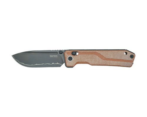 SRM Knives Rubik 7228BMN2 Ambi Lock Brown Micarta Folding 140Cr Pocket Knife