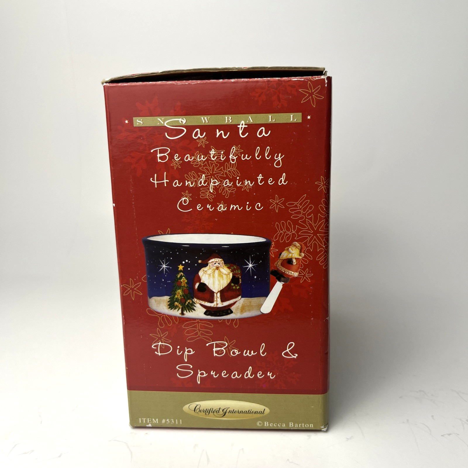 Certified International Snowball Santa Dip Bowl & Spreader Set Christmas Server