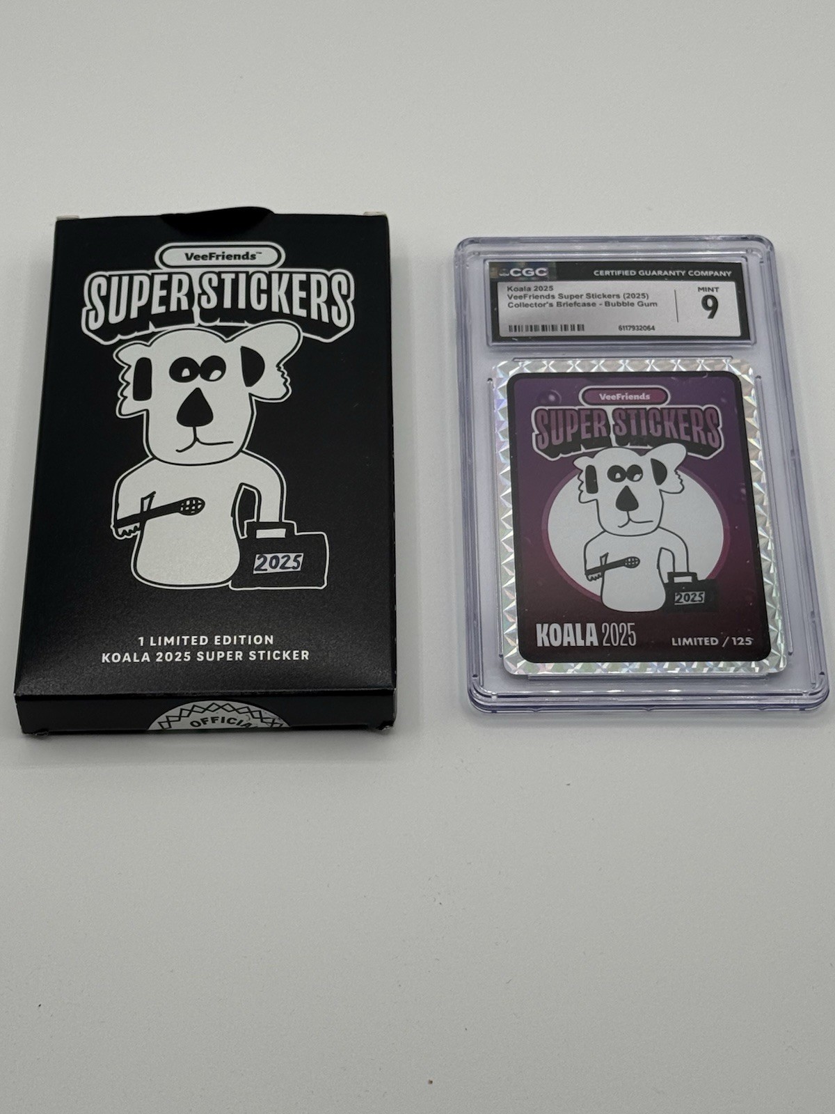 VeeFriends Super Stickers Koala 2025 Bubble Gum /125 CGC 9 With Opened Box