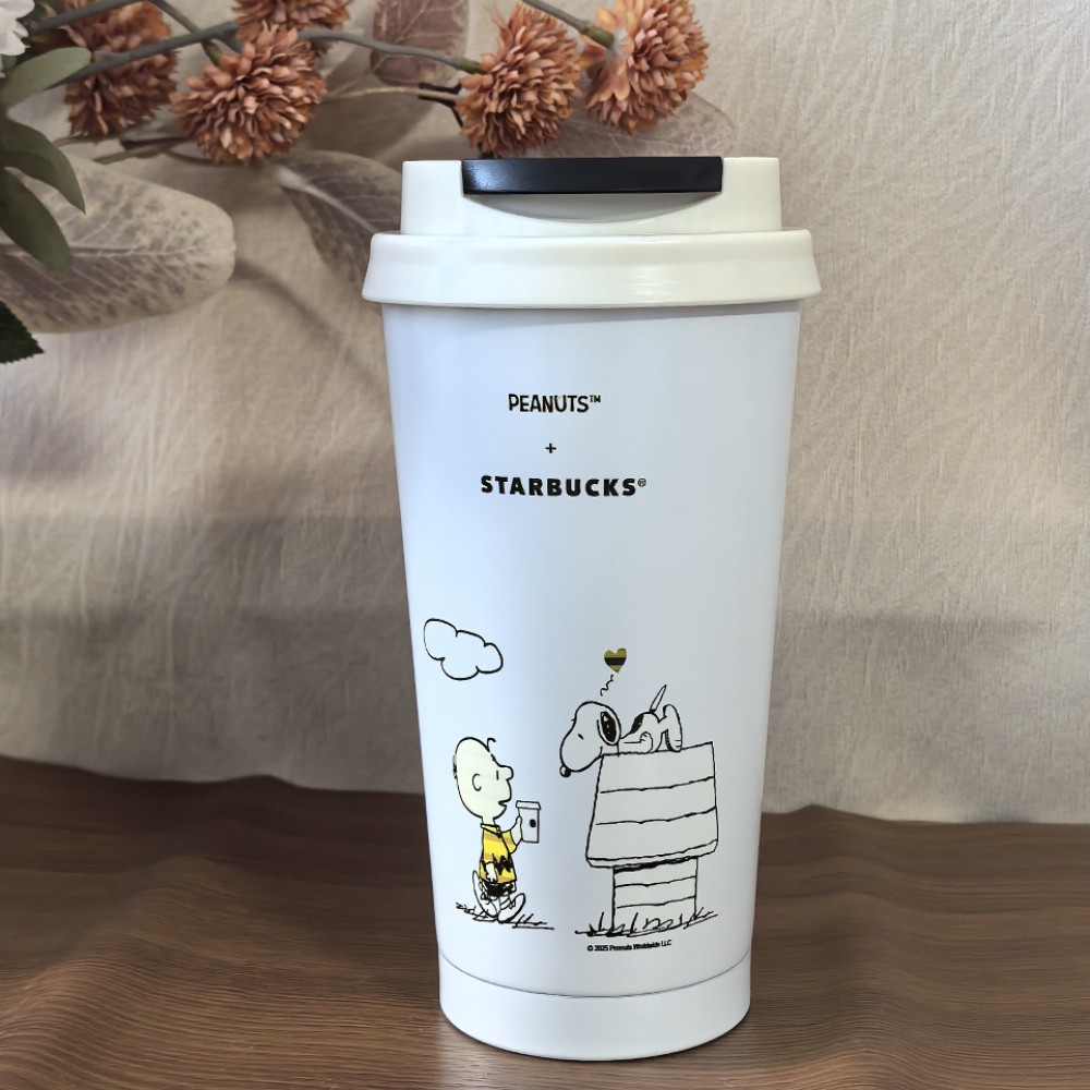 New 2025 Starbucks Snoopy Limited White 16oz Cup Stainless Steel Desk Cup 473ml