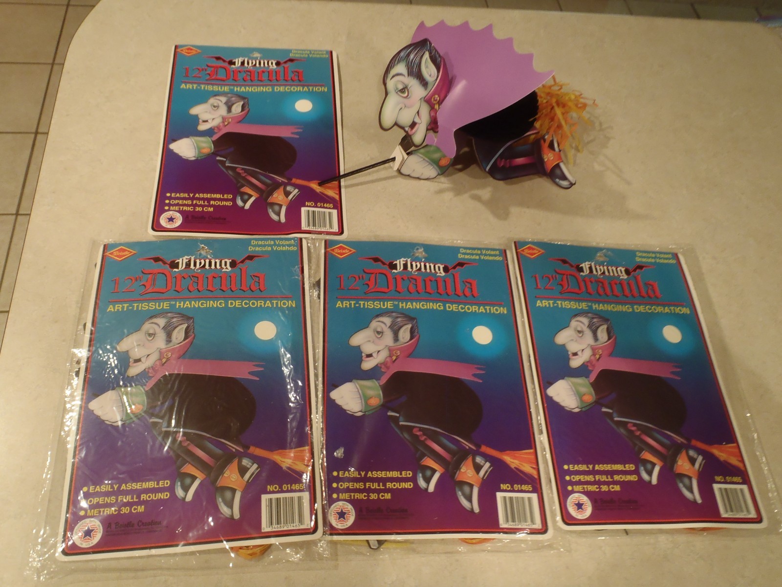 Vintage Beistle Flying Dracula Art Tissue Halloween Hanging Decoration 1994 Lot