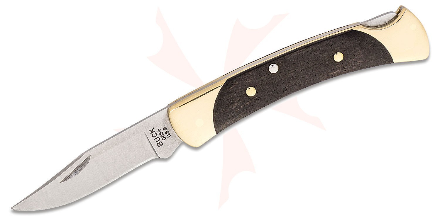 Buck 055 The 55 Folding Hunter 2.375″ Plain Blade, American Ebony Wood Handles