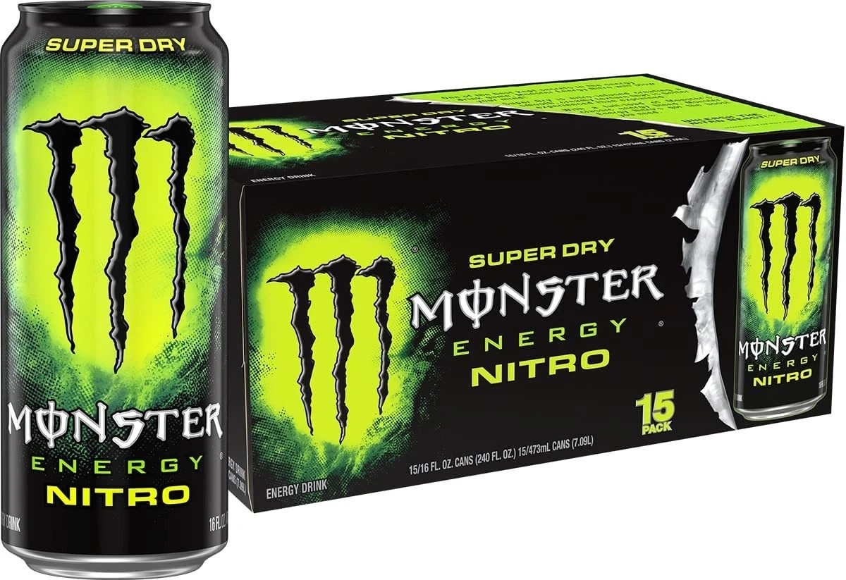 Monster Energy Nitro Super Dry, Maximum Strength, Energy Drink, 16 ounce 15 Pack