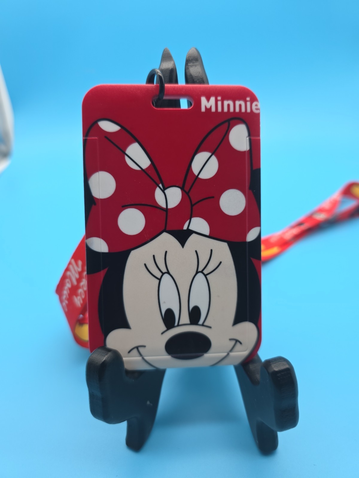 Disney’s Minnie Mouse vertical lanyard with card holder for pins, tickets, ID