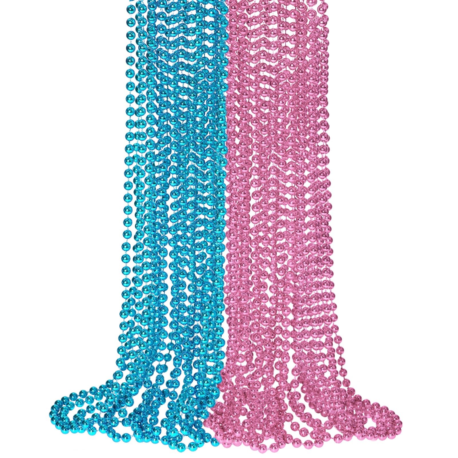 SHAOQINLIN 12 PCS Pink and Blue Beads Necklace, 33 Gender Reveal Necklaces