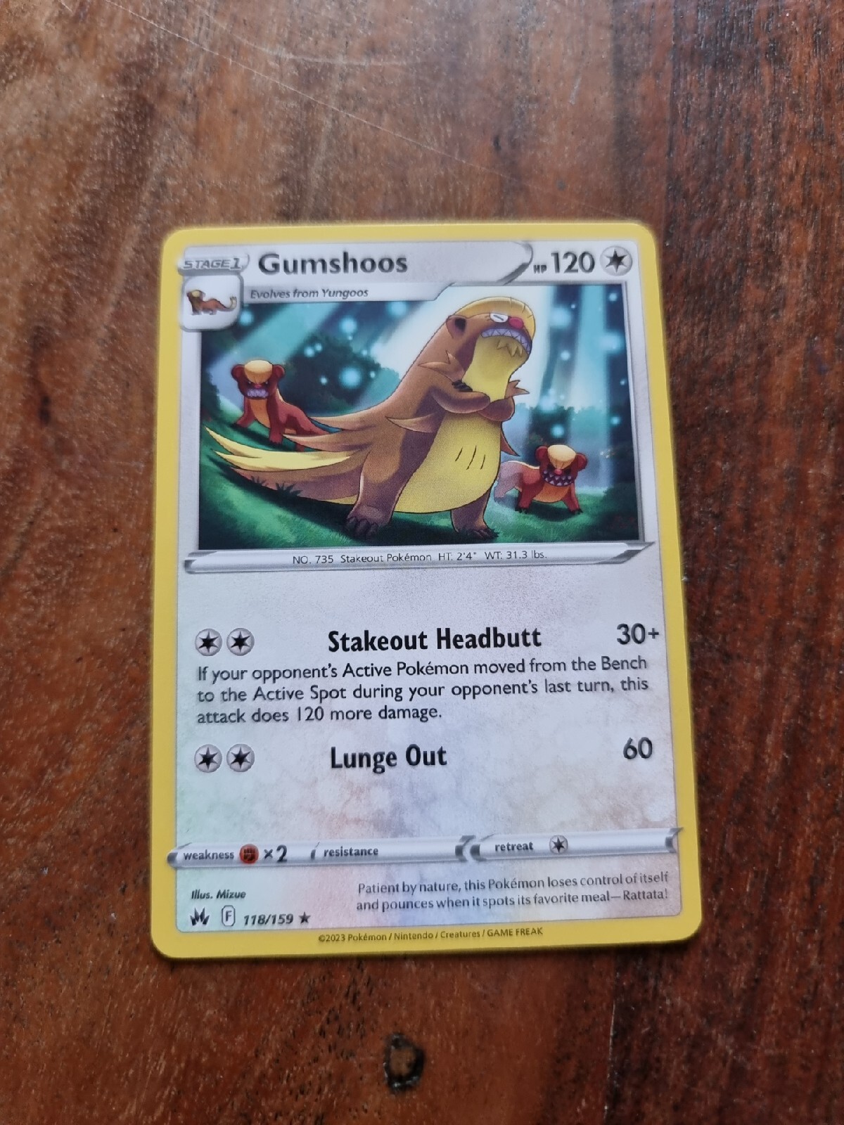 Gumshoos | 118/159 | Regular Rare | SWSH: Crown Zenith | Pokemon TCG