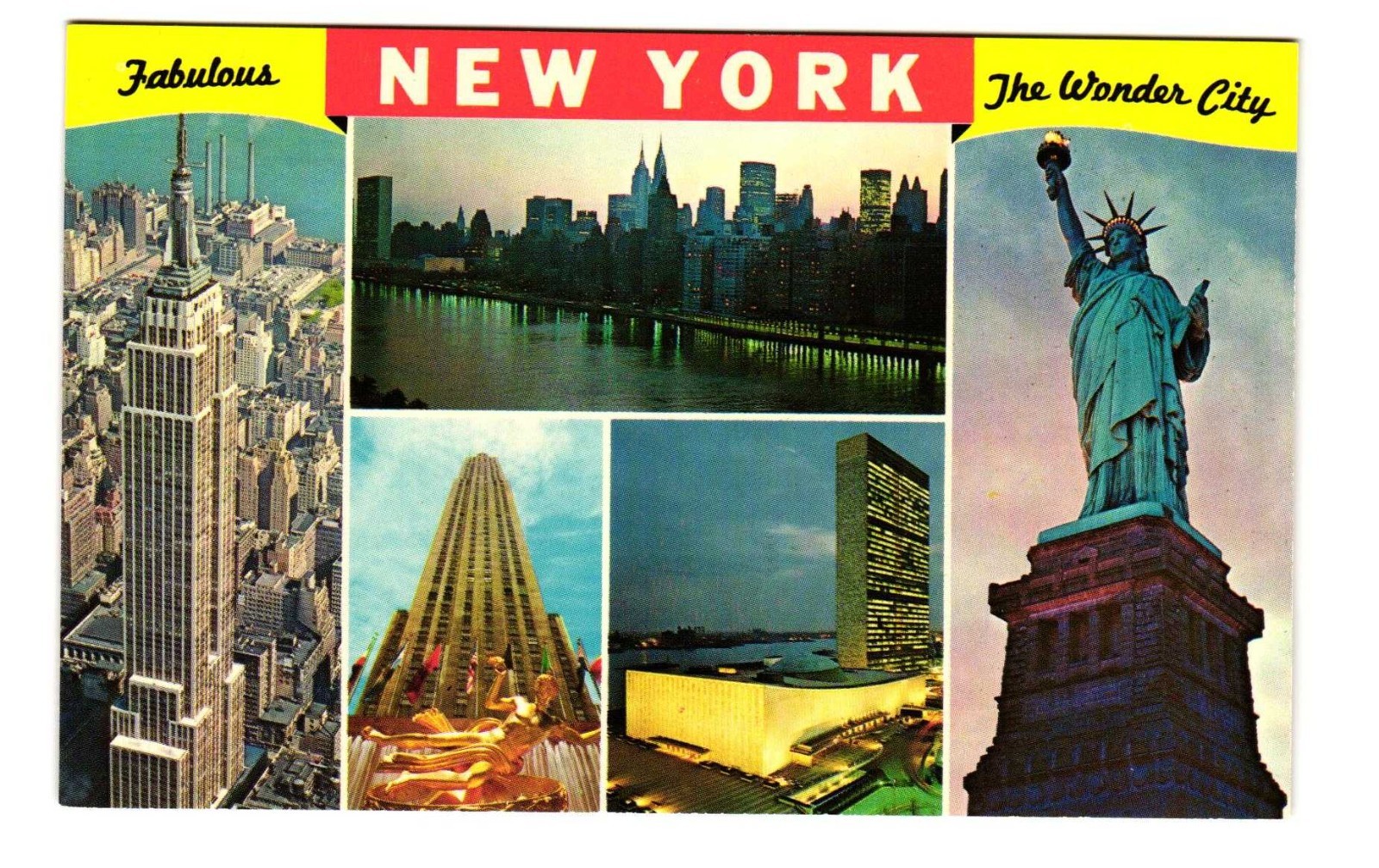 New York City the Wonder City multiview Vintage postcard unposted