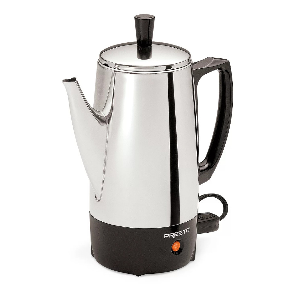Presto 02822 Stainless Steel Coffee Maker, Classic Percolator, Easy Pour, Silver