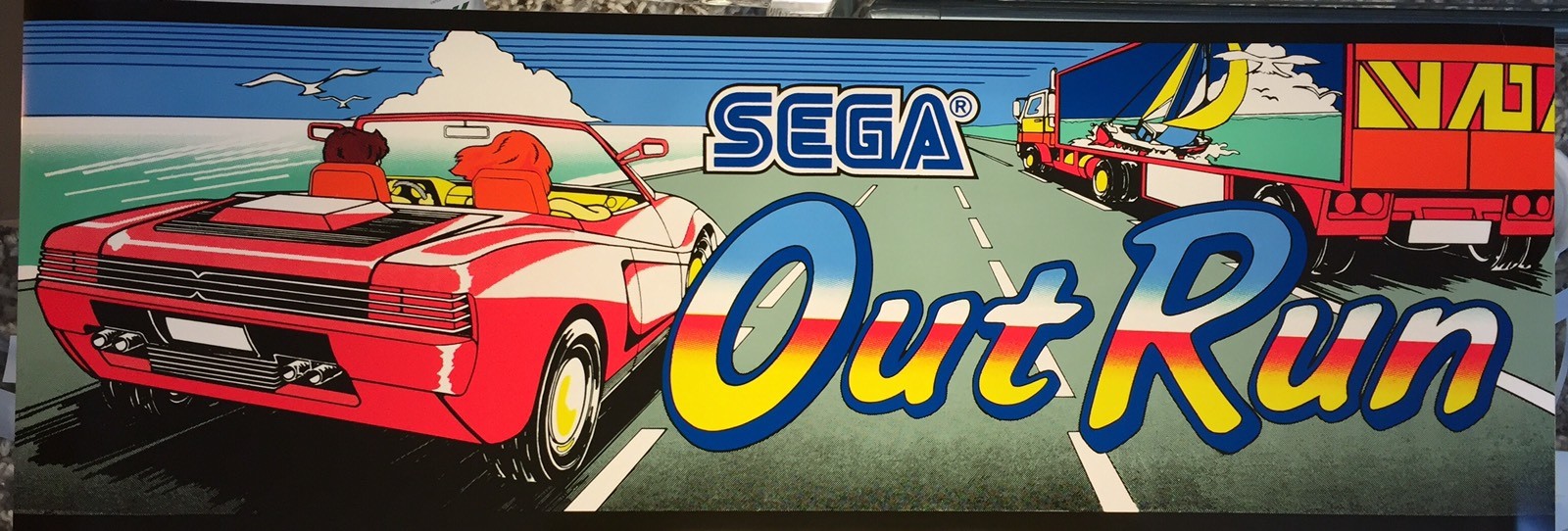 Sega Outrun (Out Run) Arcade Marquee 23.5″ x 8″