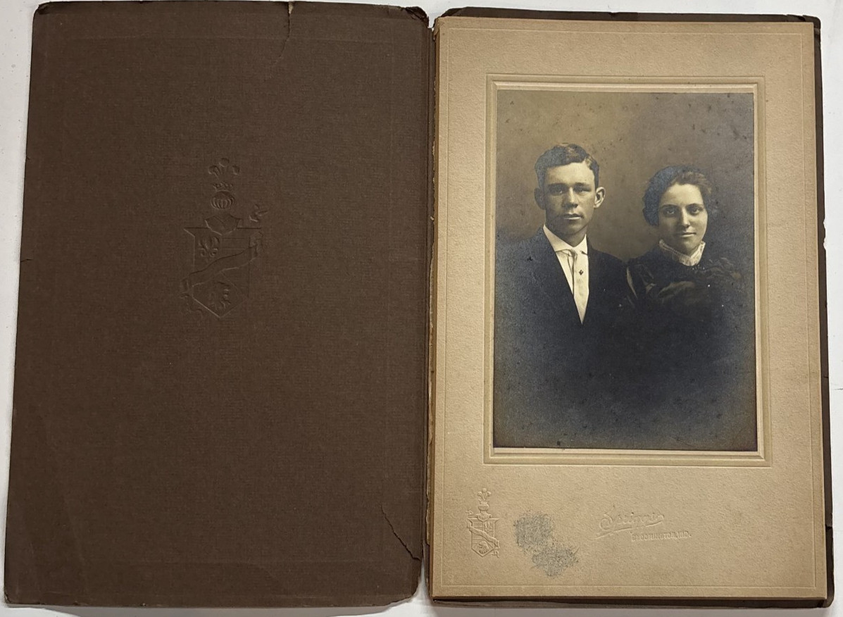 Vintage Early 1900s Antique Photo Folder Portrait Man & Woman Edwardian Fashion