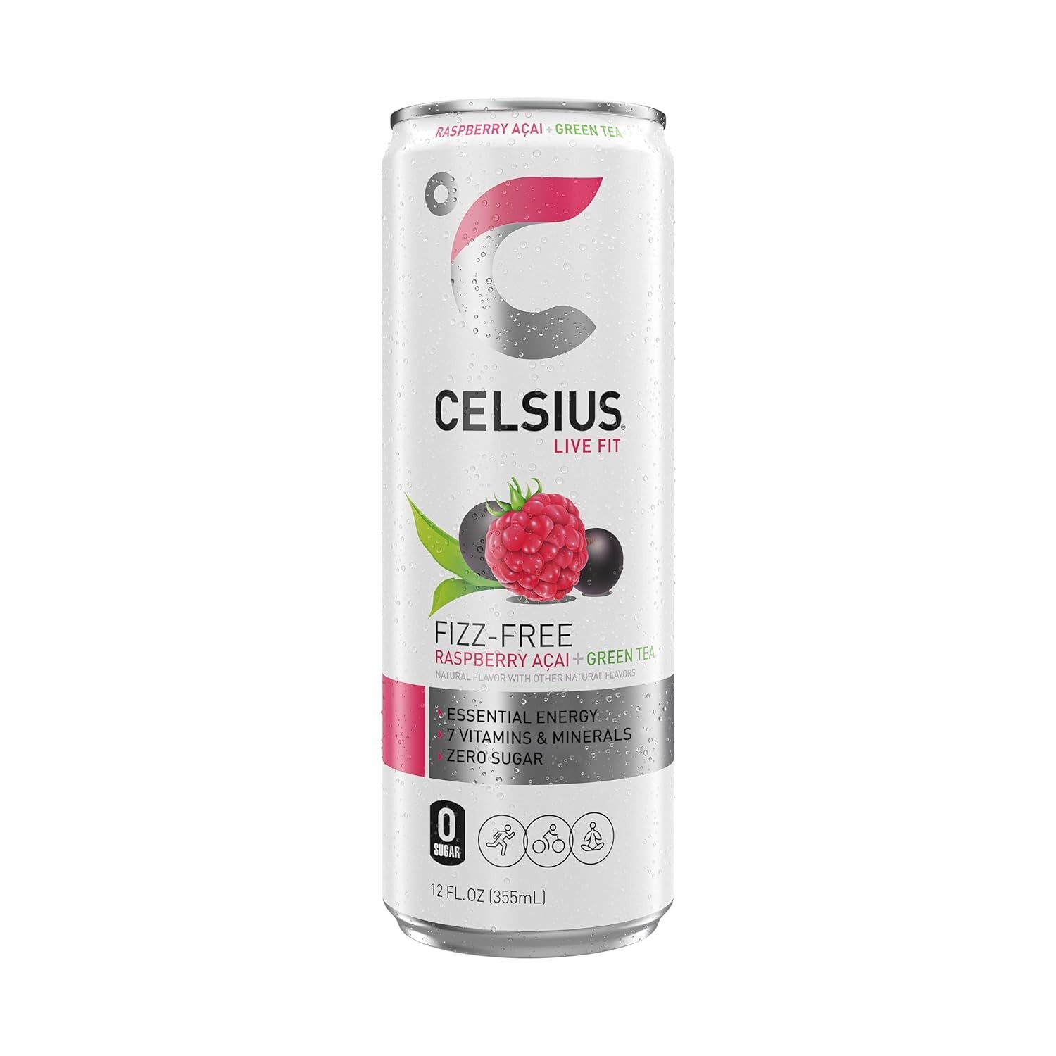 Ultimate Pre-Workout Raspberry Acai Green Tea Energy Drink – 12 Pack of 12 Fl Oz