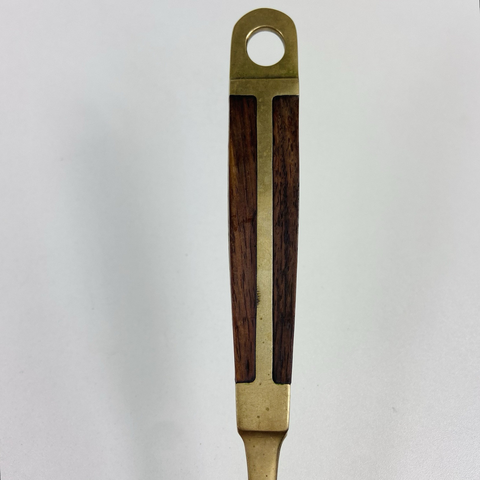 Vtg Wood & Brass Inlay Serving Spoon & Ladle Thailand MCM Modernist Danish Style