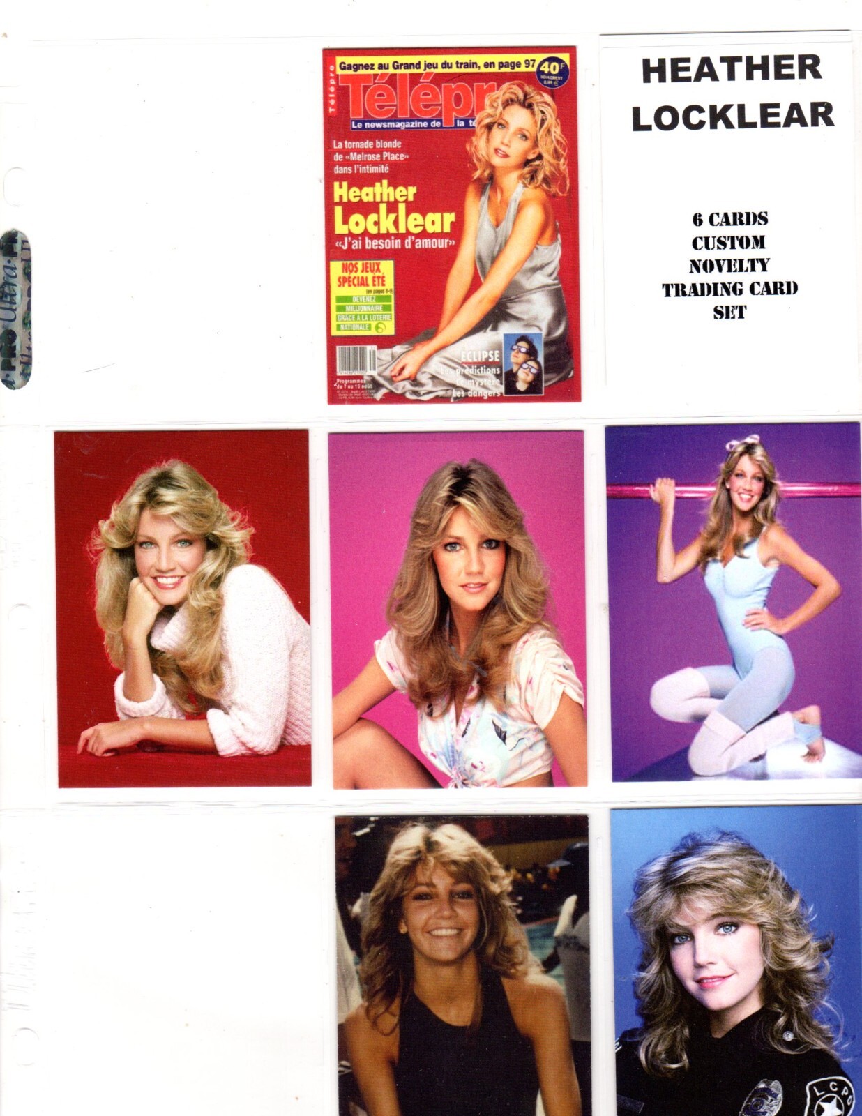 HEATHER LOCKLEAR CUSTOM NOVELTY TRADING CARD 6 CARDS SET