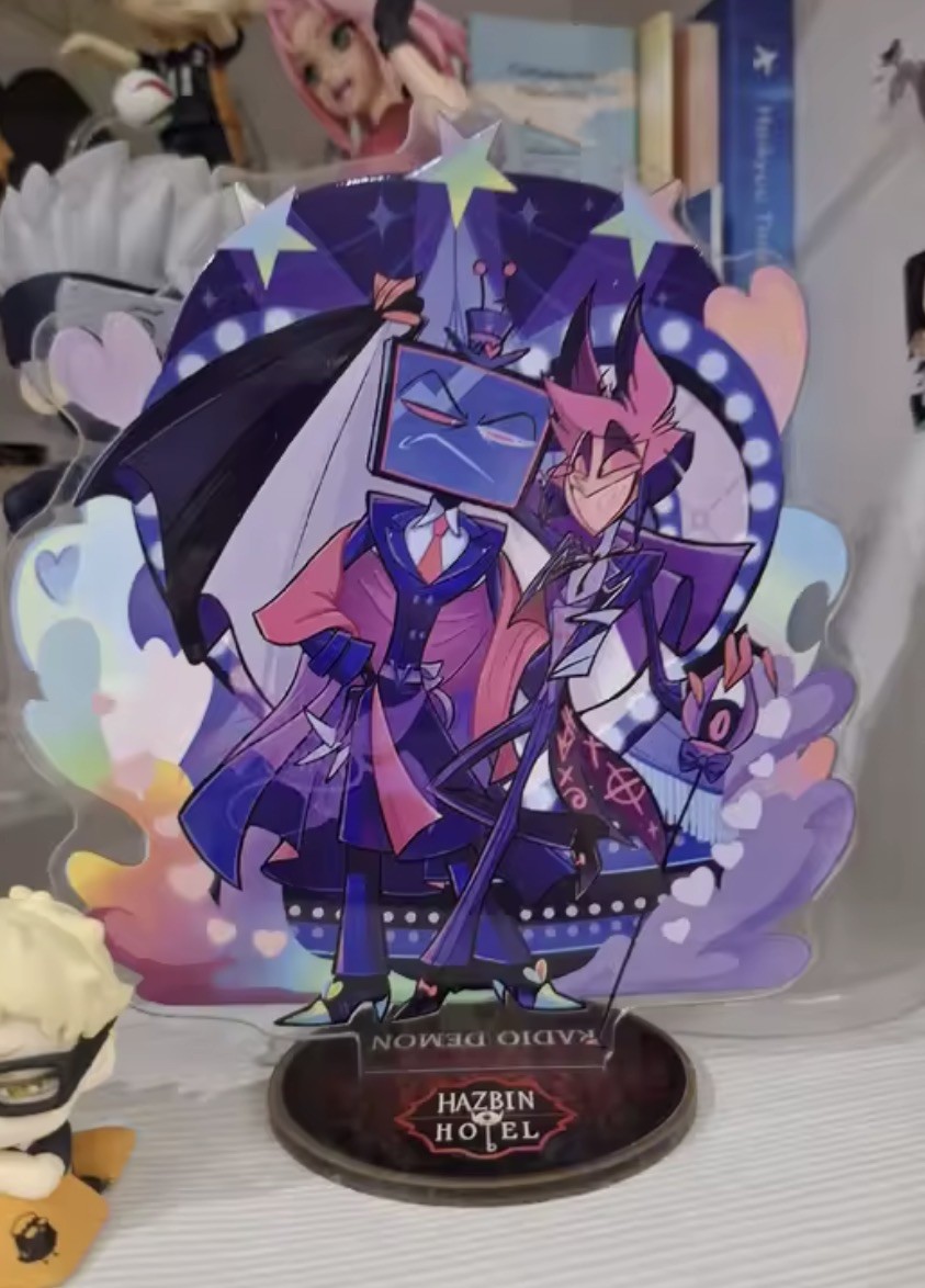 Radiostatic Pride Vox X Alastor Double Sided Acrylic Standee Hazbin Hotel Vivzie