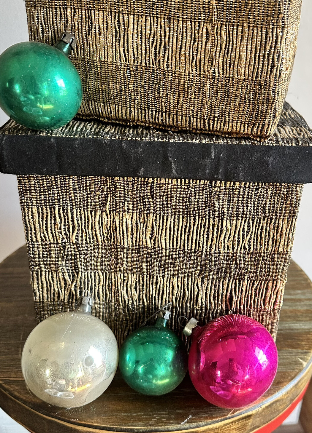 Set of 3 Nesting Holiday Storage Boxes – Decorative Chest Stackable-Out Of Asia