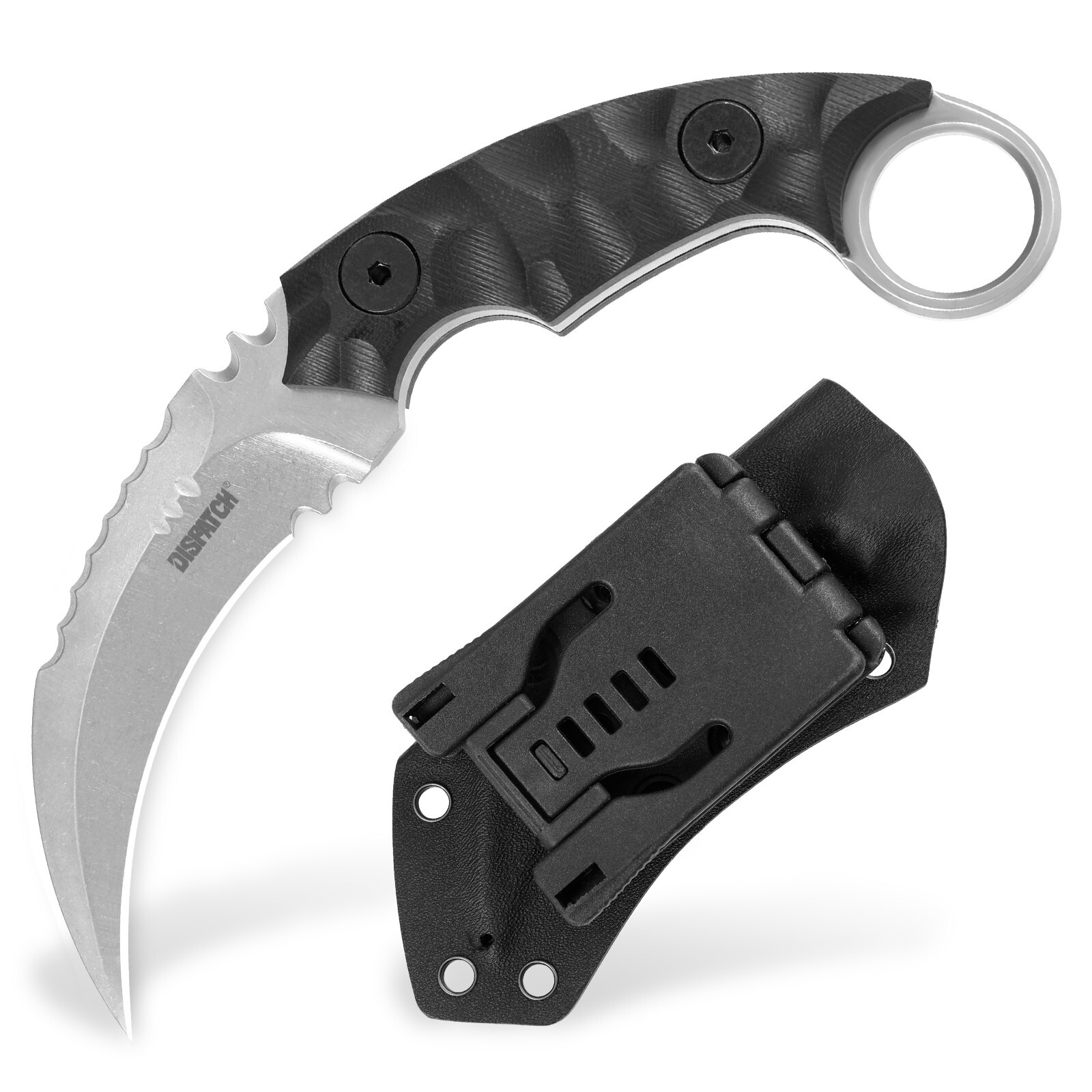 Dispatch 3.7″Tactical Fixed Blade Knife 5Cr15Mov Steel, Full Tang w/ Finger Ring