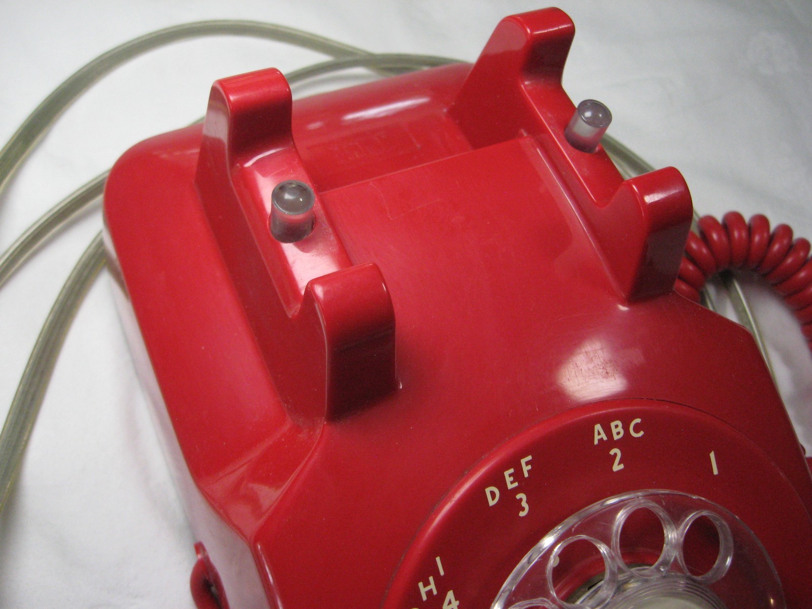 vintage ITT RED desktop rotary dial corded telephone phone Model 500 = WORKS !!