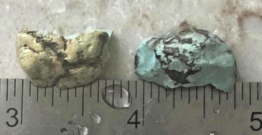 2 Blue Moon Nevada Turquoise Rough Nuggets 5.7tgw 21mm & 18mm