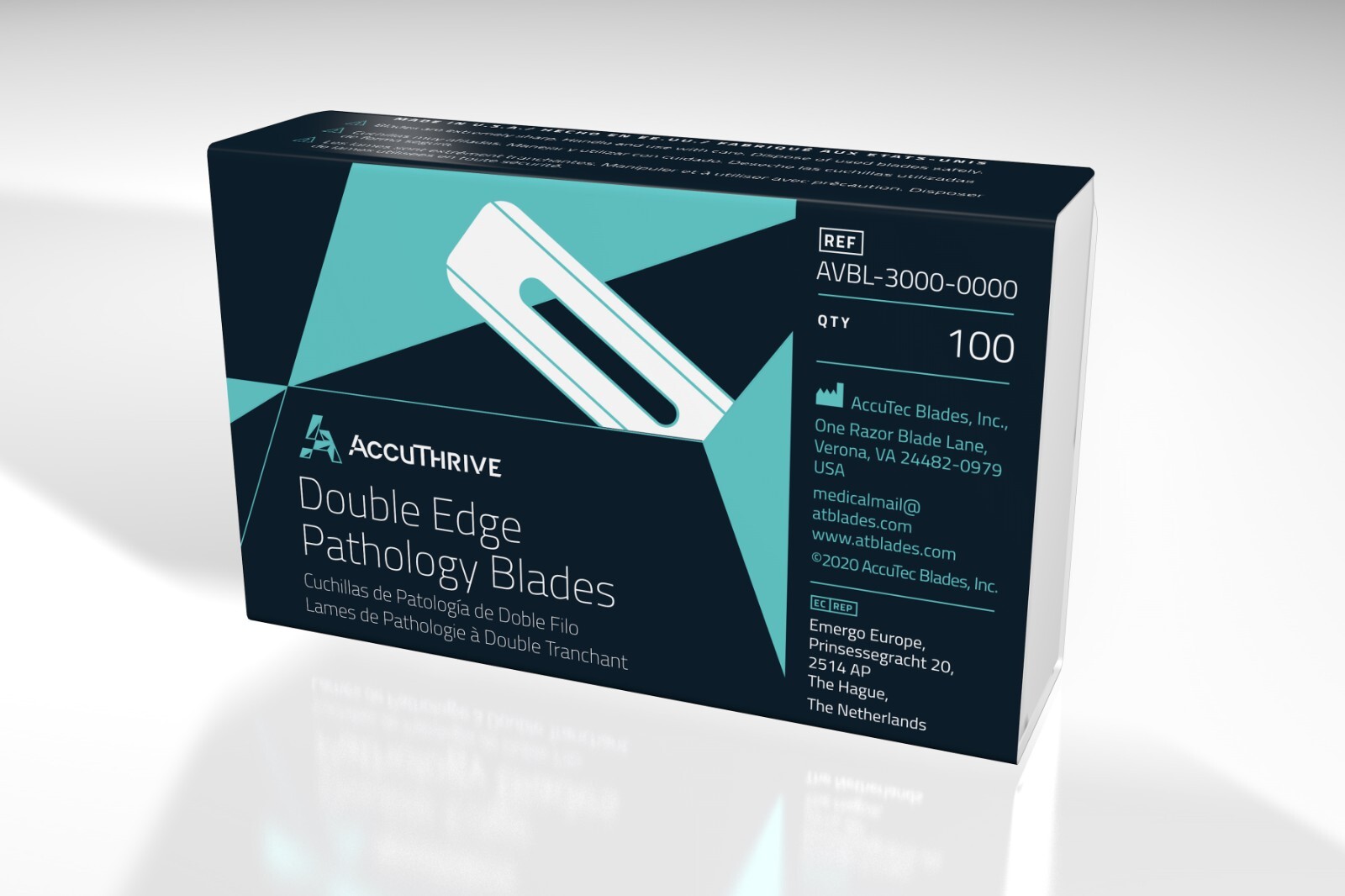 *100-Pieces* AccuThrive Double Edge Pathology Blades AVBL-3000-0000