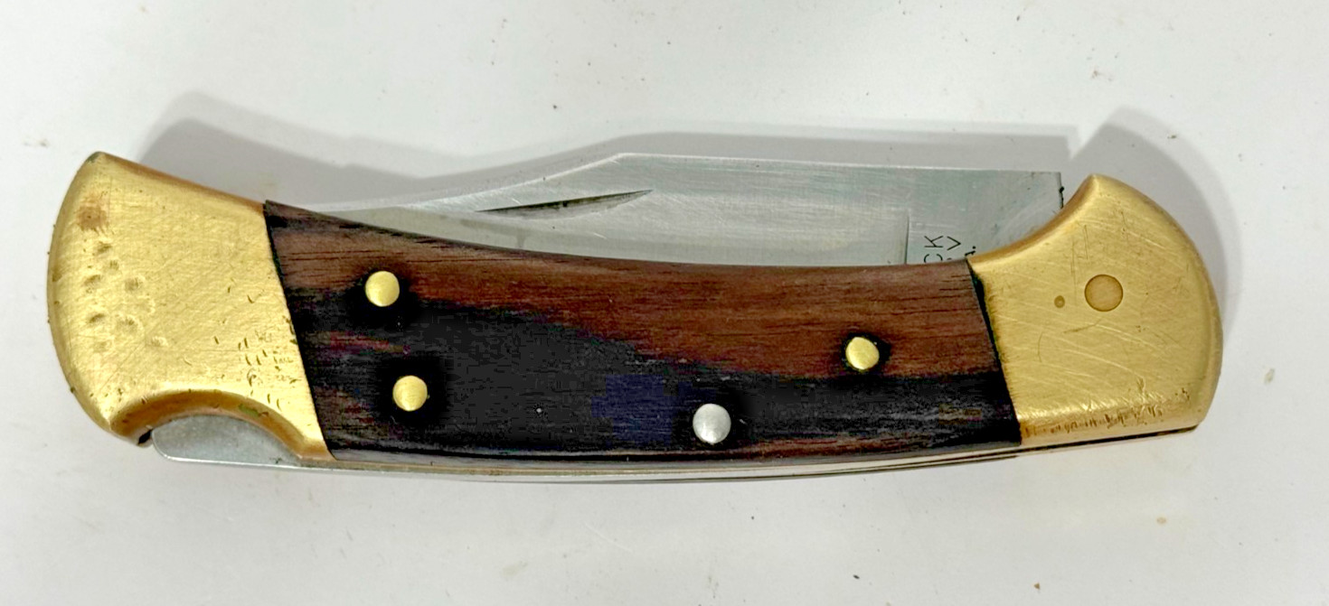 Vintage Buck 112V Ranger Folding Lockback Knife 3″ Blade with Black Leather Case