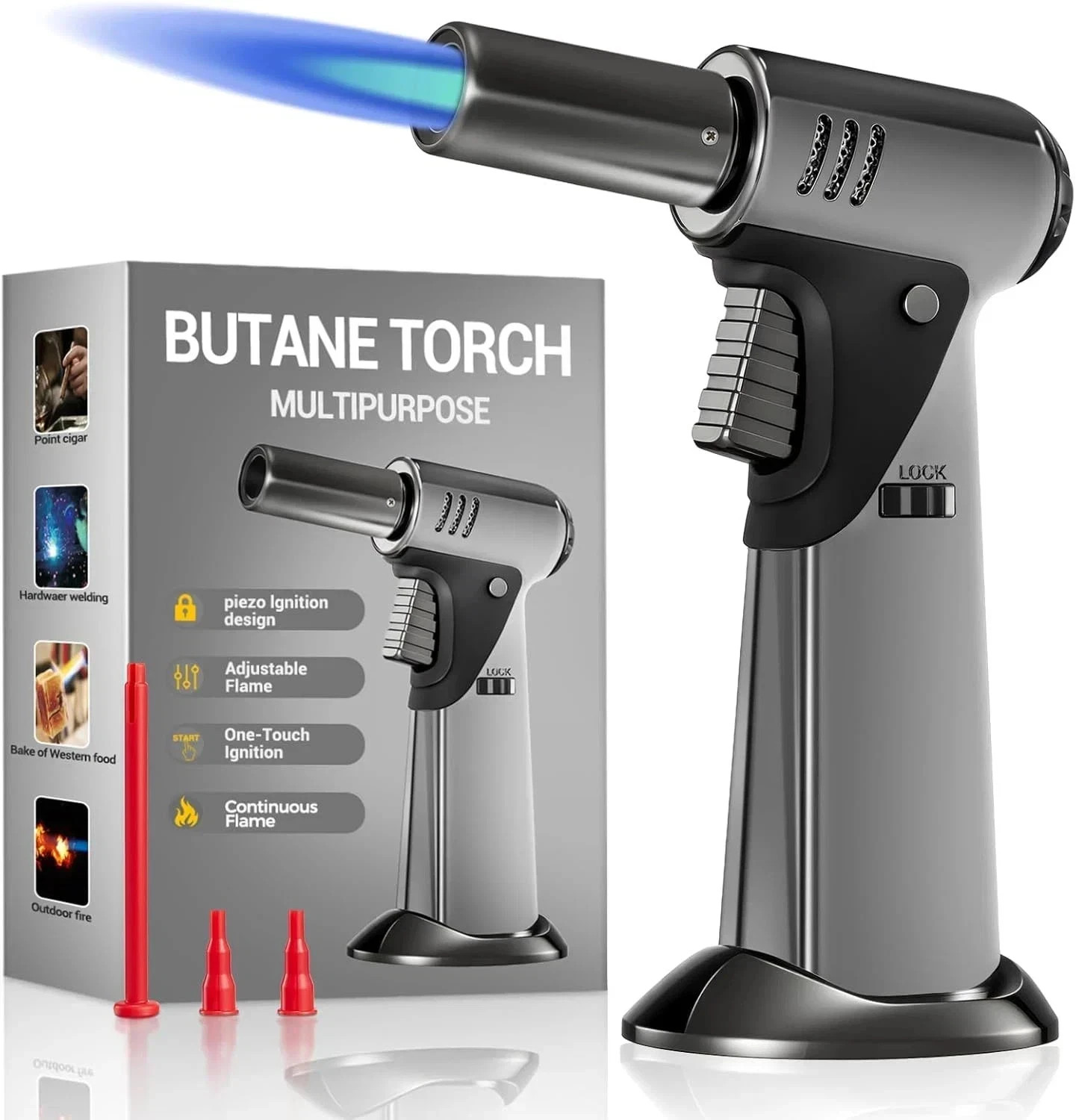 Butane Torch, Butane Refillable Kitchen Cooking Torch, Torch Lighter with Safety