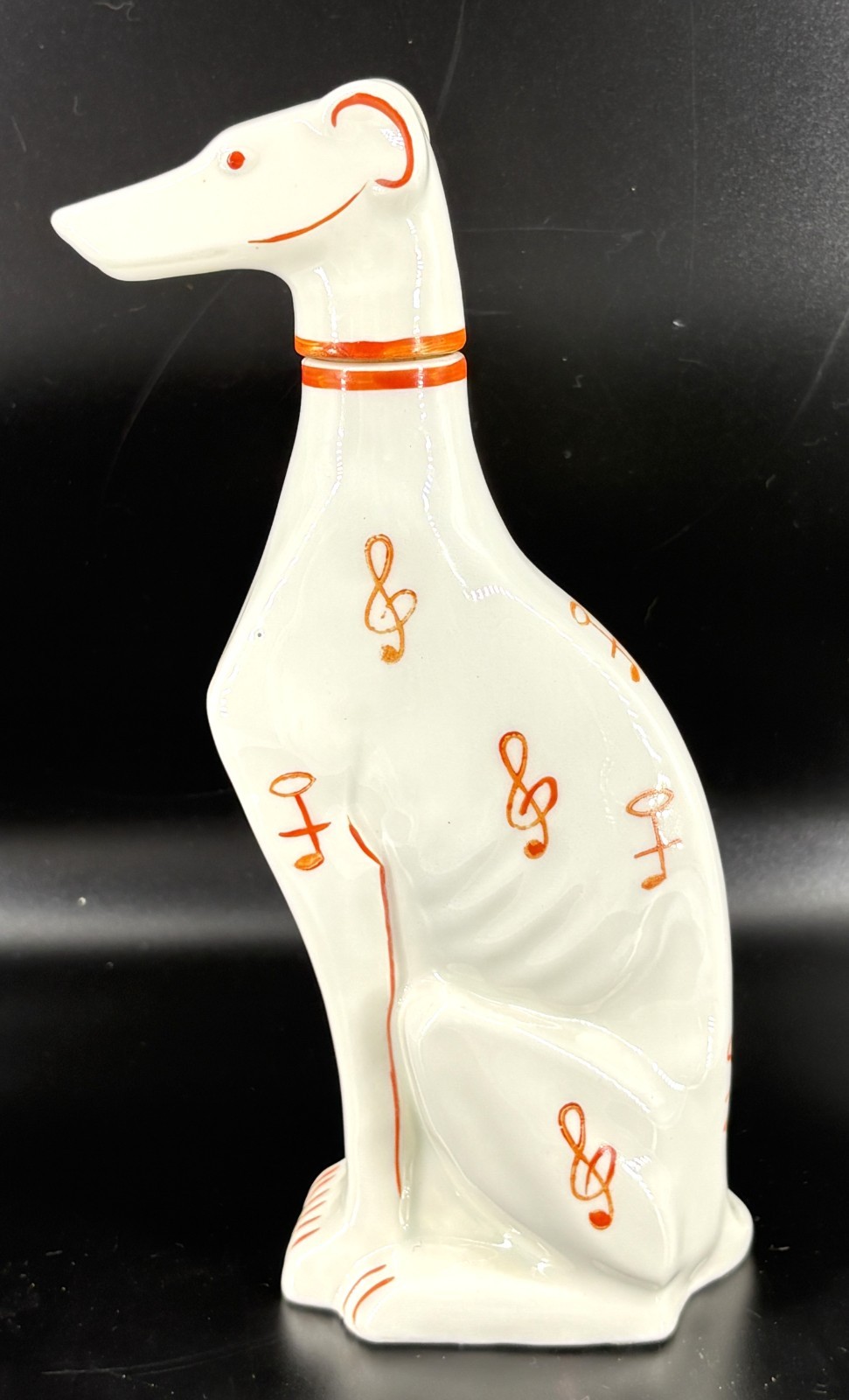 Whippet Italian Greyhound Goebel Germany Dog Decanter 8″ Orange Figurine