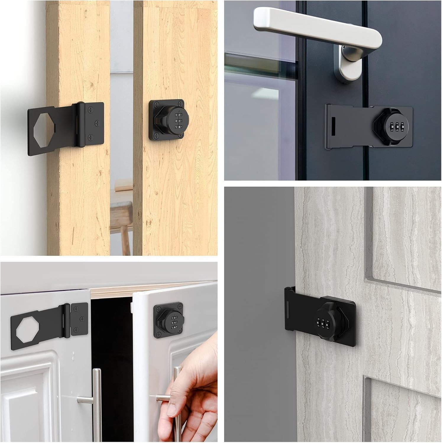 Weather-Resistant Rotary Hasp Locks – 4 Pack of Combination Door Security