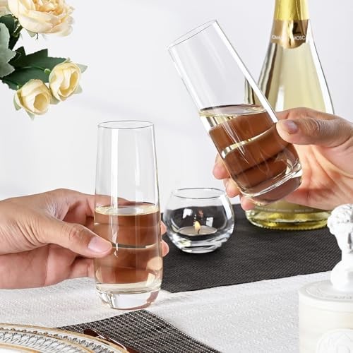 Champagne Glasses, Stemless Champagne Flutes Set of 8OZ Champagne Flutes, 2