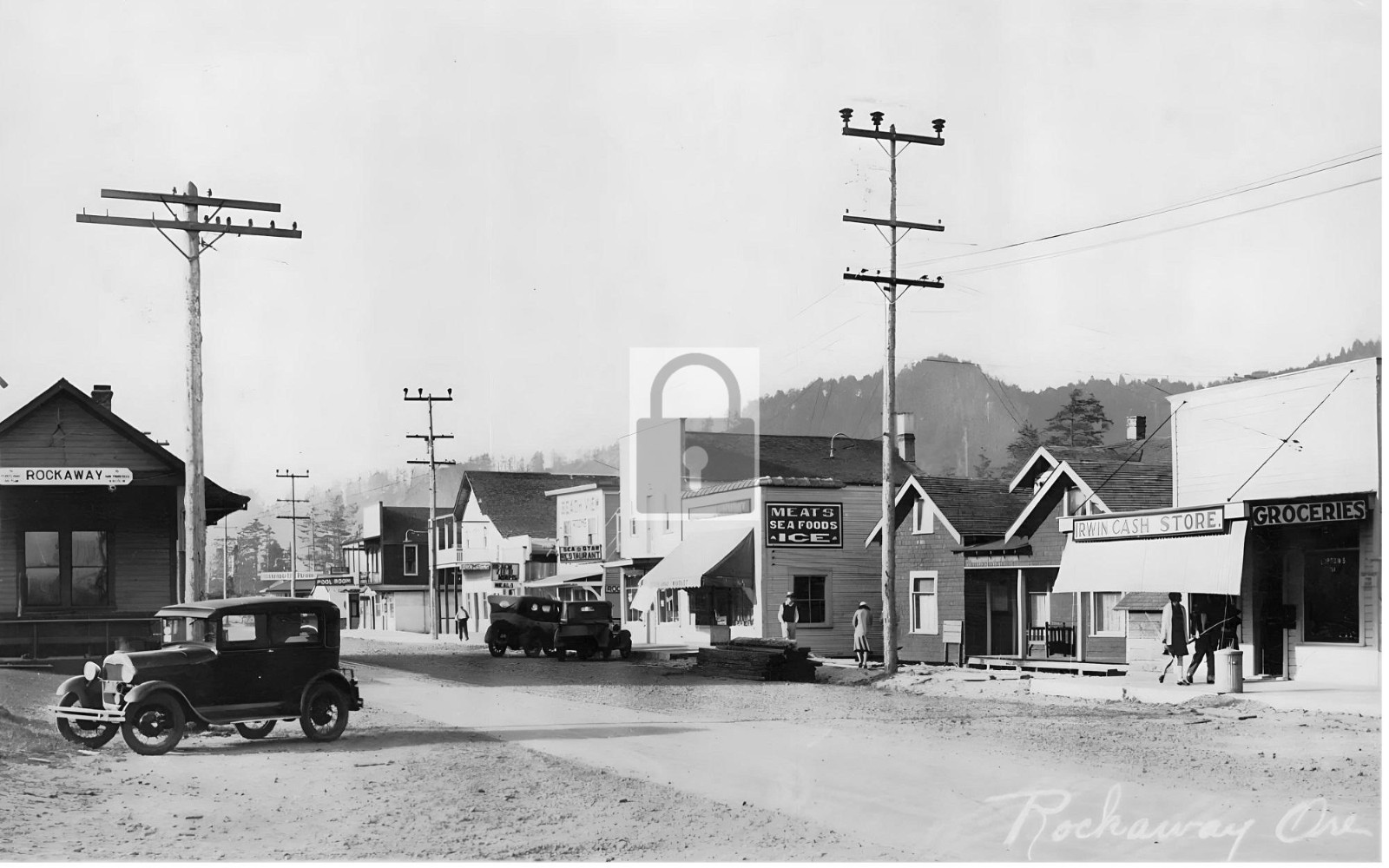 Street View Railroad Station Depot Stores Rockaway Oregon OR – Reprint