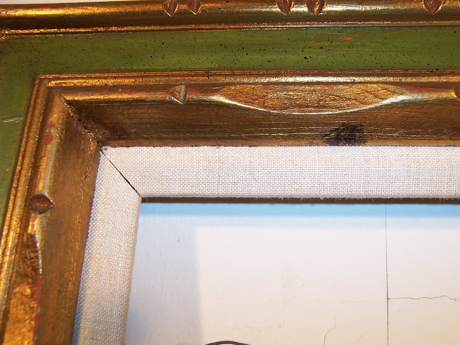 Vintage Signed Arturo Painted Gold Gilt Hand Carved Wood Mexican Picture Frame
