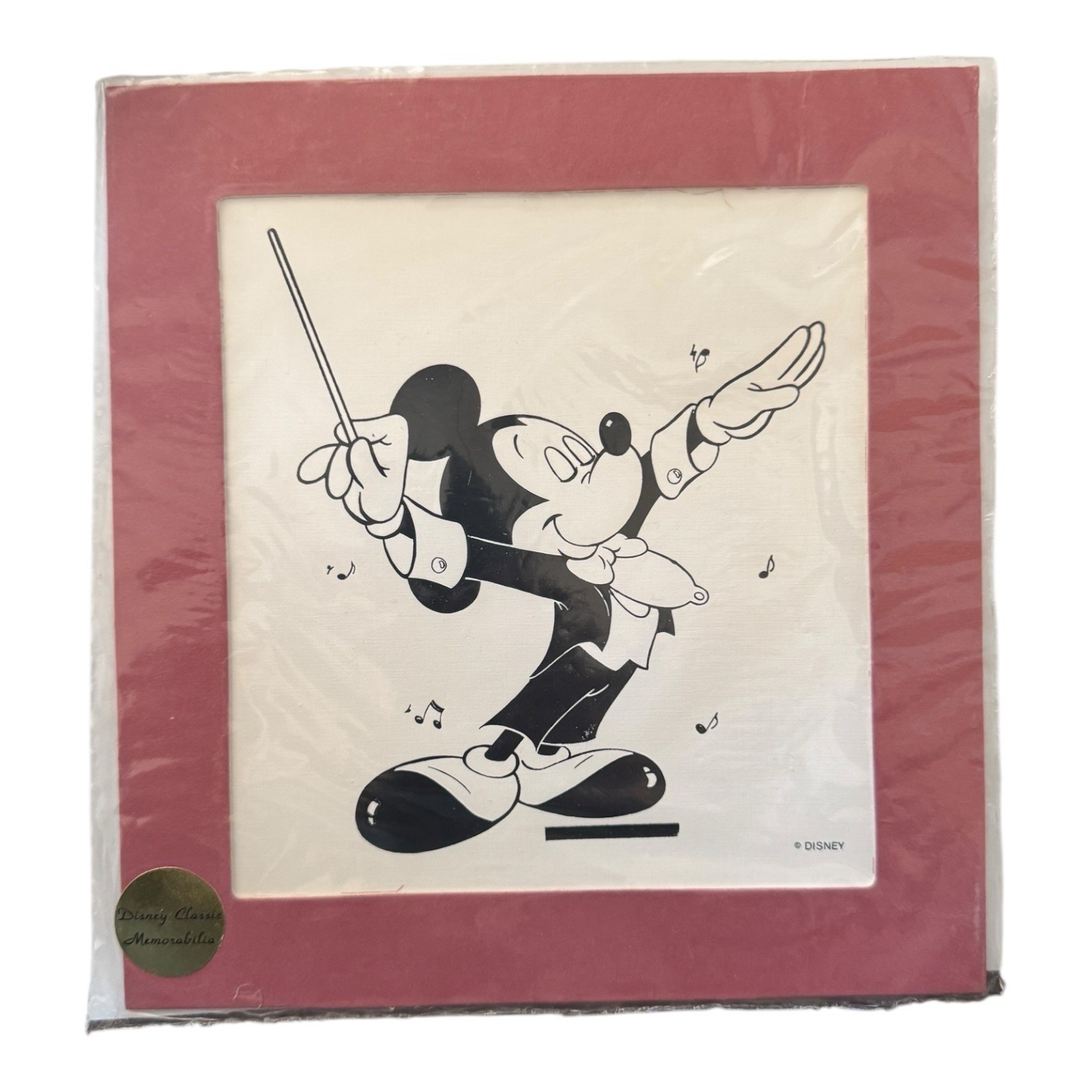 Maistro Mickey Mouse Printed Lithograph Embossed Matted 8.25×7.35 Inch Maroon