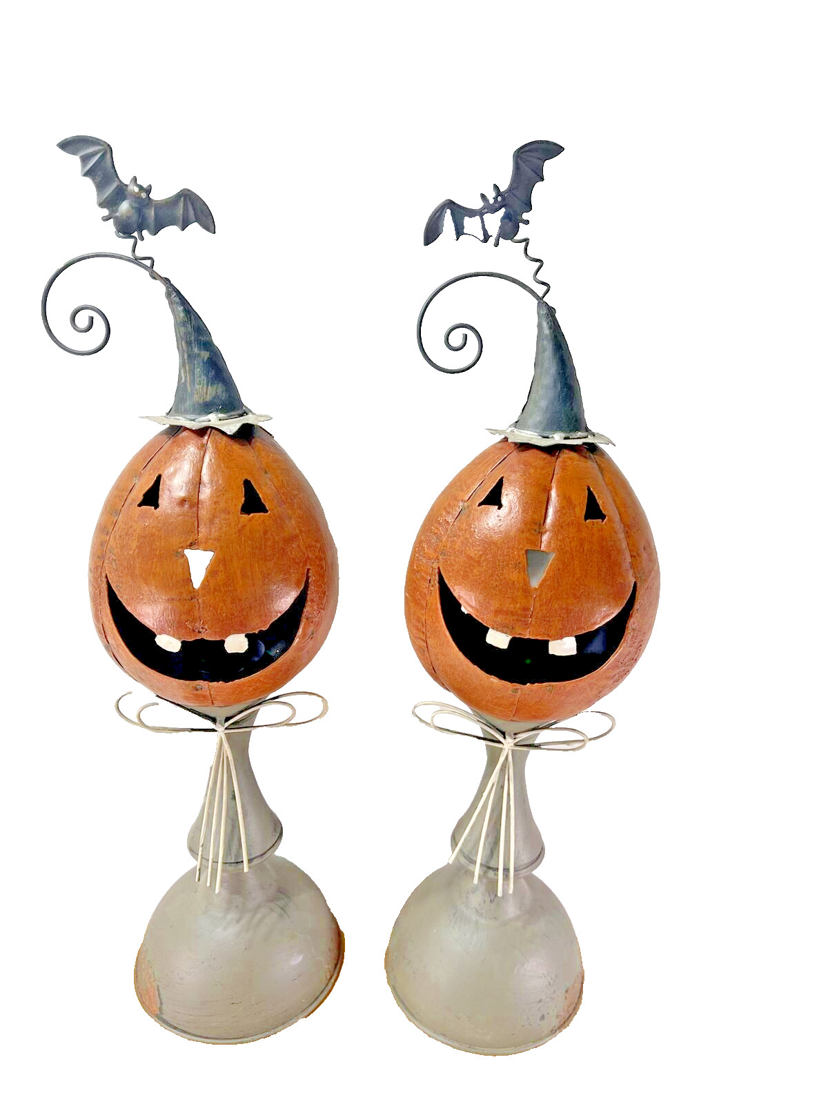Pair of 17″ Tin Candle Holders Halloween INDOOR /OUTDOOR Home Decor