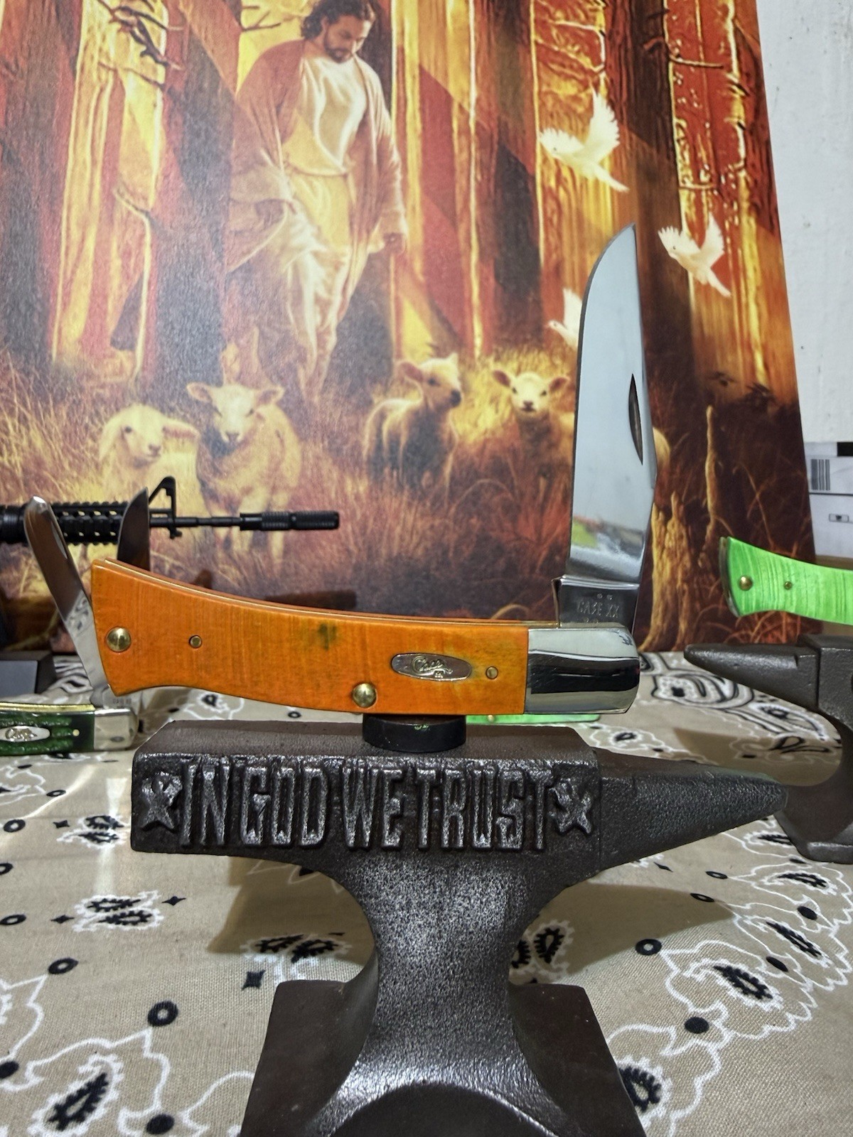 Case XX Woot Custom Hunter Orange Sawcut Jigged Axe Handle