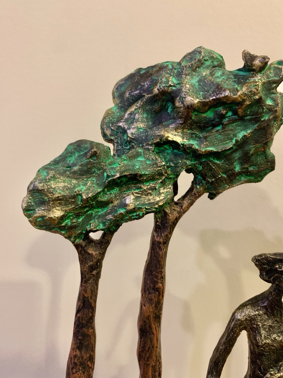 Rustic Cast Bronze-Look Table Sculpture Through The Years Impressionism 11”x 11”