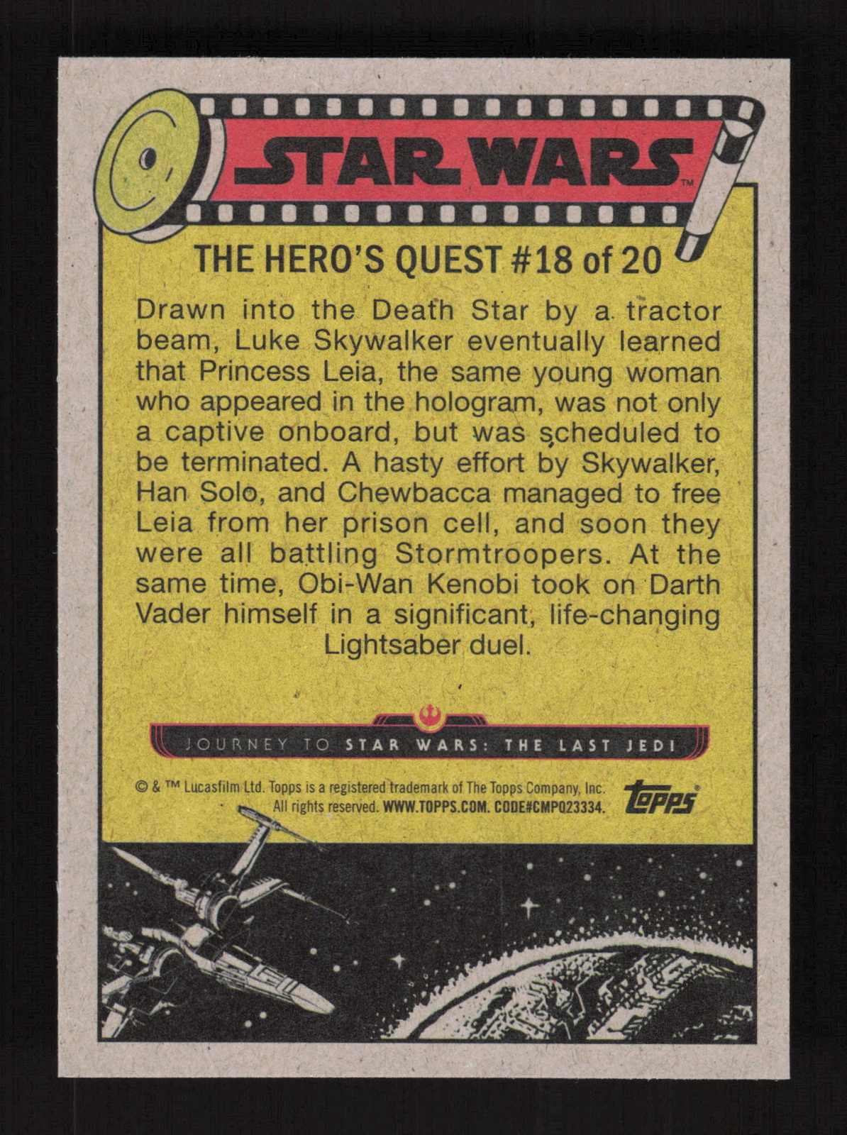 2017 Topps Star Wars: Journey to the Last Jedi #68 Rescuing Princess Leia Purple