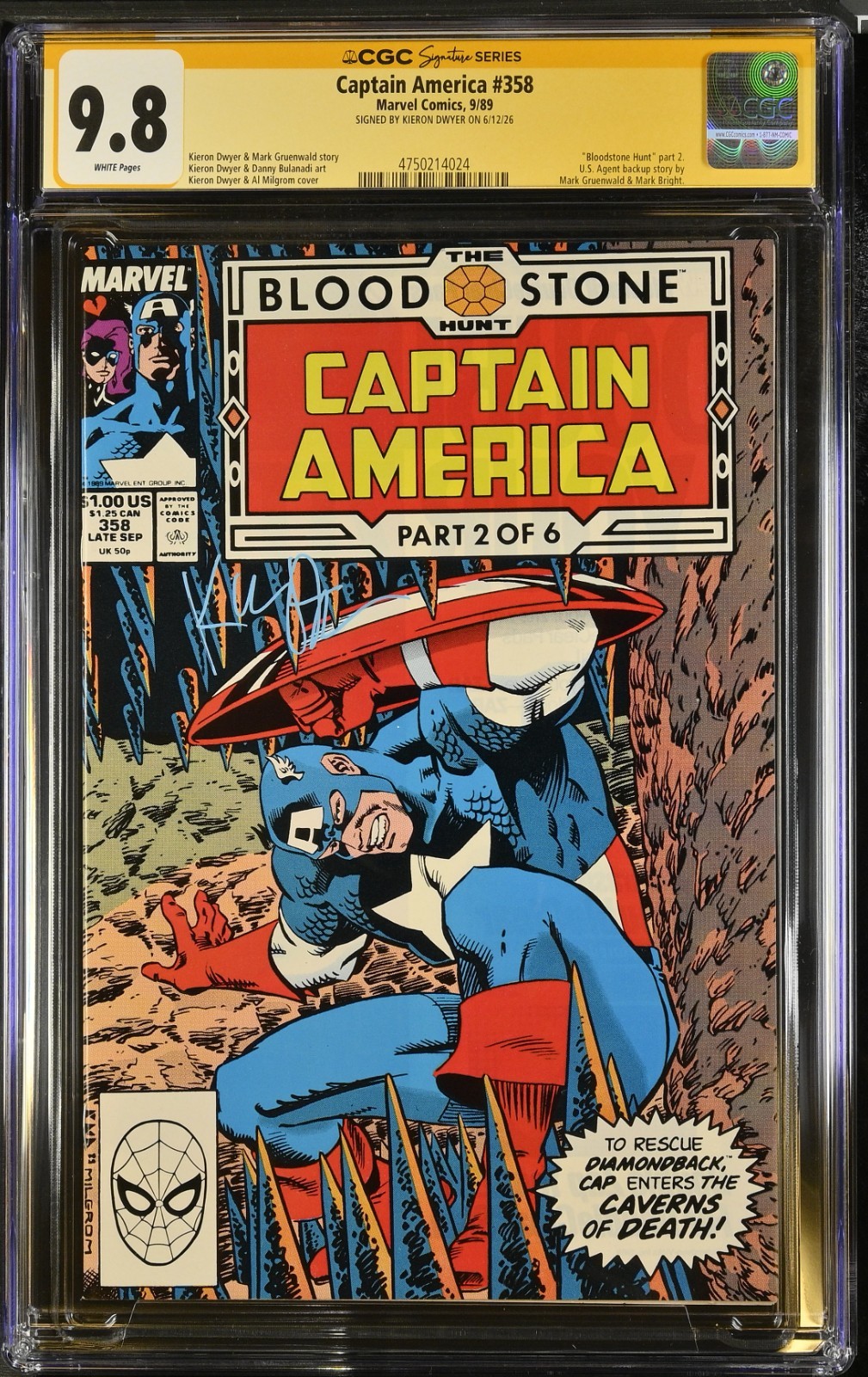 Captain America # 358 CGC 9.8 SS – Sigature by Kieron Dwyer – Bloodstone Hunt P2
