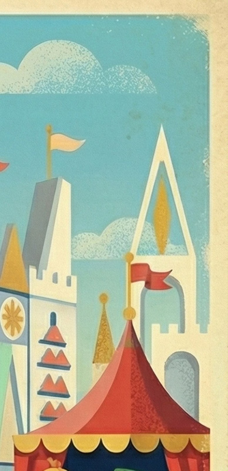 Disney Small World It’s a Small World 11×17 Poster Modern Retro Line Art