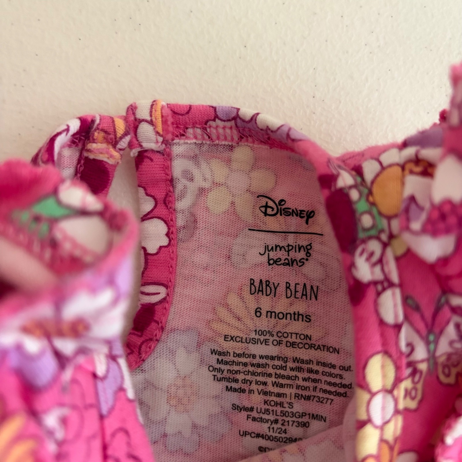 Disney Jumping Beans Minnie Mouse Dress Outfit Baby 6 Months Pink Floral