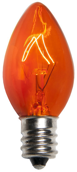C-7 ORANGE CLEAR STEADY LIGHT BULBS BRAND NEW 1 BOX OF 25 C7 AMBER CHRISTMAS